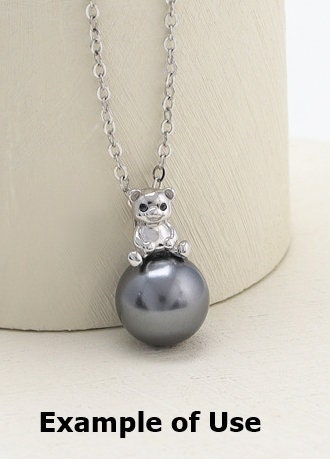 Necklace Pendant Blank Setting Bear Charm 7x17mm Sterling Silver White Gold Fine 925 For One Pearl Prong DIY Jewelry Finding Wholesale 1pc