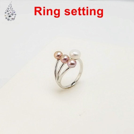 Ring Setting Blank 5 6.5mm 1pc 1.8g 925 Sterling Silver Adjustable 4 Cups Shape Base for 4 Pearls Beads Wholesale Available