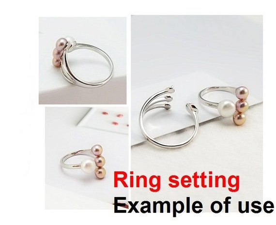 Ring Setting Blank 5 6.5mm 1pc 1.8g 925 Sterling Silver Adjustable 4 Cups Shape Base for 4 Pearls Beads Wholesale Available