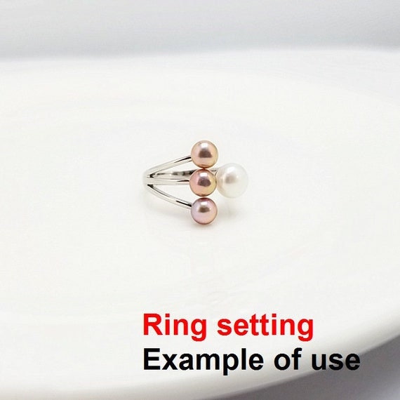 Ring Setting Blank 5 6.5mm 1pc 1.8g 925 Sterling Silver Adjustable 4 Cups Shape Base for 4 Pearls Beads Wholesale Available