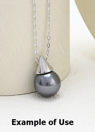 Necklace Pendant Blank Setting Cone Charm 7x16mm Sterling Silver White Gold Fine 925 For One Pearl Prong DIY Jewelry Finding Wholesale 1pc