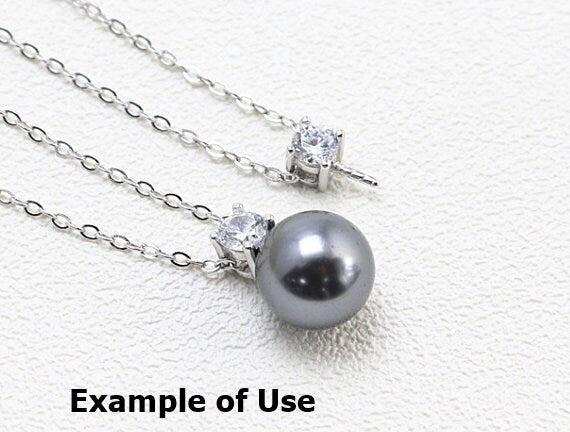 Necklace Pendant Blank Setting Crystal Charm 14mm Sterling Silver White Gold Fine 925 For One Pearl Prong DIY Jewelry Finding Wholesale 1pc