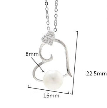 Necklace Pendant Blank Setting Heart Charm 22mm Sterling Silver White Gold Fine 925 For One Pearl Prong DIY Jewelry Finding Wholesale 1pc