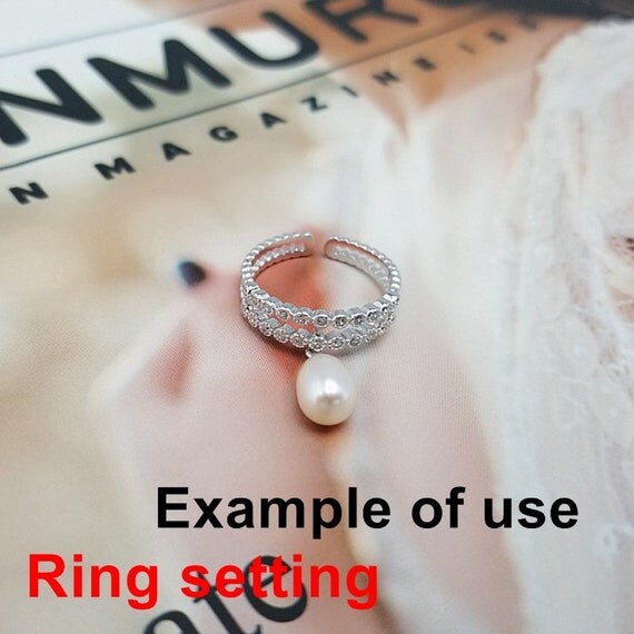 Ring Setting Blank 6mm 1pc 1.8g 925 Sterling Silver Adjustable CZ Semi Mount Round Shape Base for 1 Pearl Bead Wholesale Available