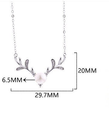 Necklace Pendant Blank Setting Deer Charm 22x30mm Sterling Silver White Gold Fine 925 For One Pearl Prong DIY Jewelry Finding Wholesale 1pc