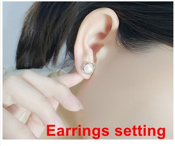 Stud Earring Setting Blanks 7.5mm 1 Pair 1.5g 925 Sterling Silver Round Base for 1 Pearl Bead Wholesale Available