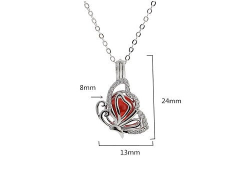 Necklace Pendant Blank Setting Butterfly Charm 13x24mm Sterling Silver Fine 925 For Several Beads No Prong DIY Jewelry Finding Wholesale 1pc