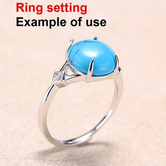 Ring Setting Blank Bezel 11 15mm 1pc 925 Sterling Silver Adjustable CZ Semi Mount for Oval Shape Cabochon Cameo 4 Prongs Wholesale Available