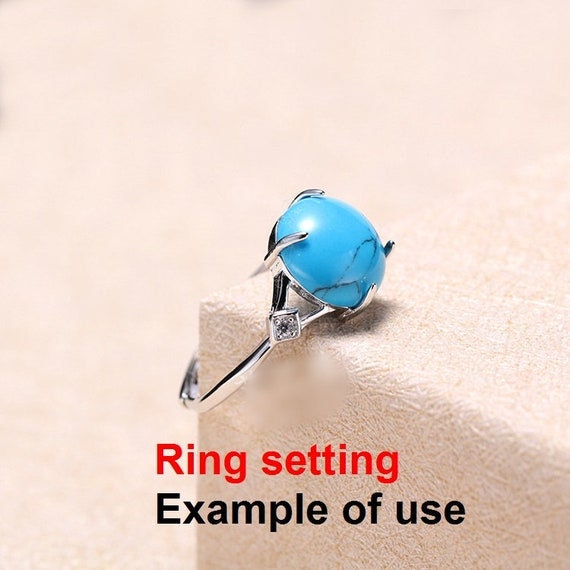 Ring Setting Blank Bezel 11 15mm 1pc 925 Sterling Silver Adjustable CZ Semi Mount for Oval Shape Cabochon Cameo 4 Prongs Wholesale Available