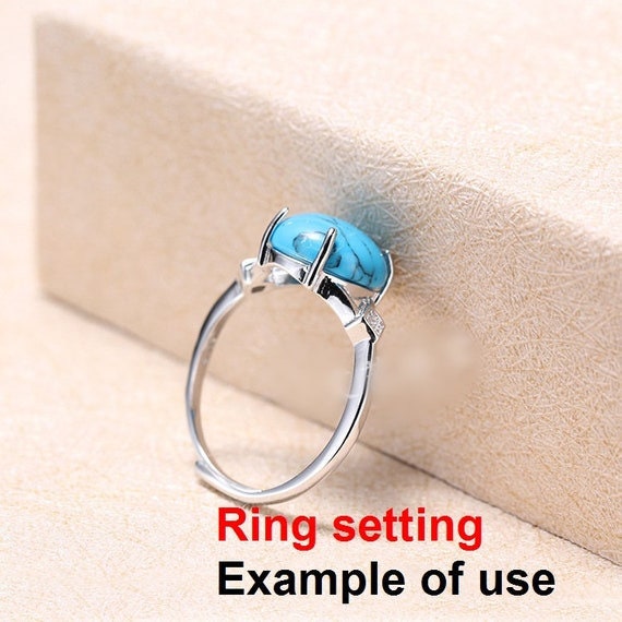 Ring Setting Blank Bezel 11 15mm 1pc 925 Sterling Silver Adjustable CZ Semi Mount for Oval Shape Cabochon Cameo 4 Prongs Wholesale Available