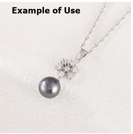 Necklace Pendant Blank Setting Flower Charm 32mm Sterling Silver White Gold Fine 925 For One Pearl Prong DIY Jewelry Finding Wholesale 1pc