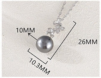 Necklace Pendant Blank Setting Flower Charm 26mm Sterling Silver White Gold Fine 925 For One Pearl Prong DIY Jewelry Finding Wholesale 1pc