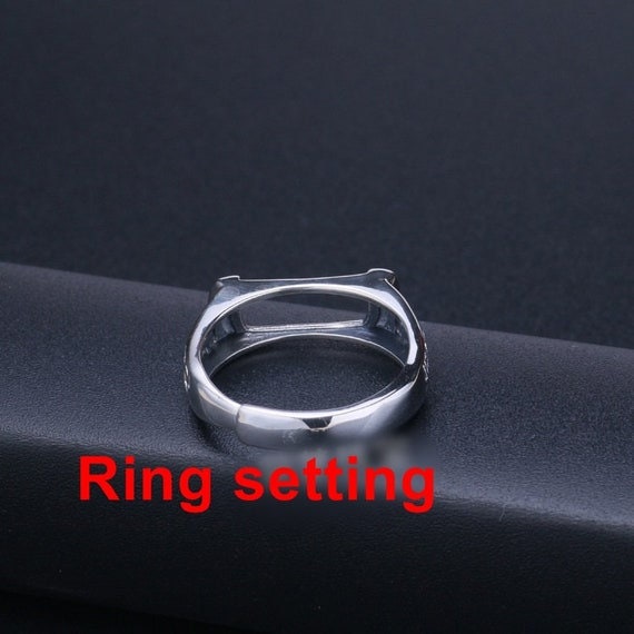 Ring Setting Blank Bezel 10 13mm 1pc 2.2g 925 Sterling Silver Adjustable for 1 Rectangle Shape Cabochon Cameo No Prongs Wholesale Available