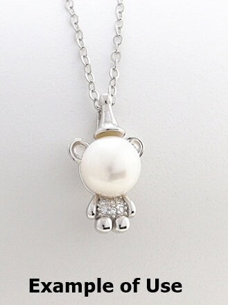 Necklace Pendant Blank Setting Bear Charm 11x20mm Sterling Silver White Gold Fine 925 For One Pearl Prong DIY Jewelry Finding Wholesale 1pc