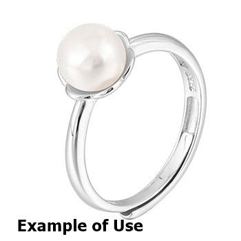 Ring Blank Pearl Setting 7mm 925 Solid Sterling Silver White Gold Bezel Flower Cup Adjustable For One Bead DIY Jewelry Finding Wholesale