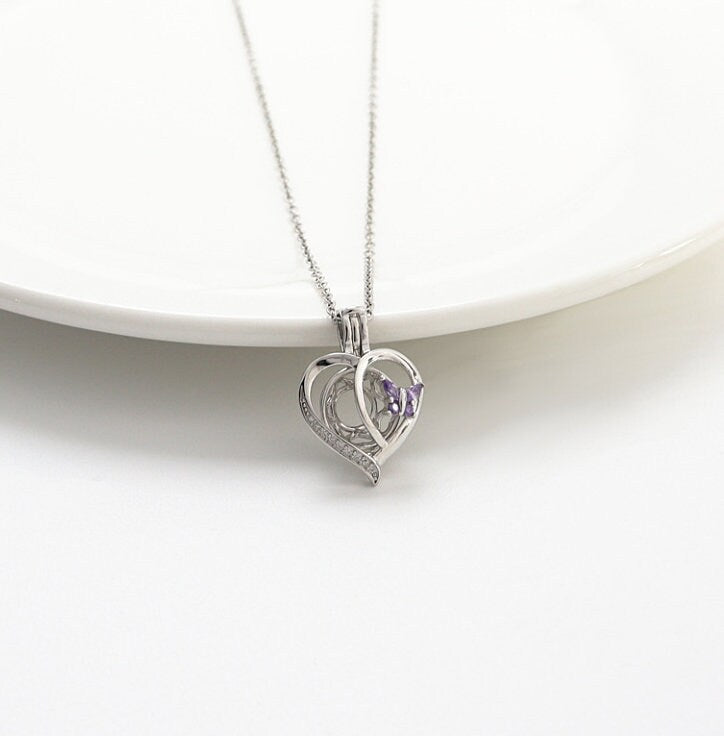 Necklace Pendant Blank Setting Heart Charm 15x22mm Sterling Silver Fine 925 For One Bead No Prong DIY Jewelry Finding Wholesale 1pc