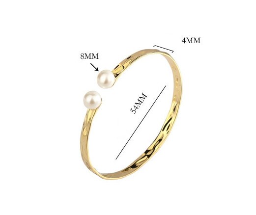 Pearl Open Cuff Bangle Bracelet Setting 54mm 2" Sterling Silver 925 For Two Beads Blank Tray Base Gold Fine No Prongs Jewelry Wholesale 1pc