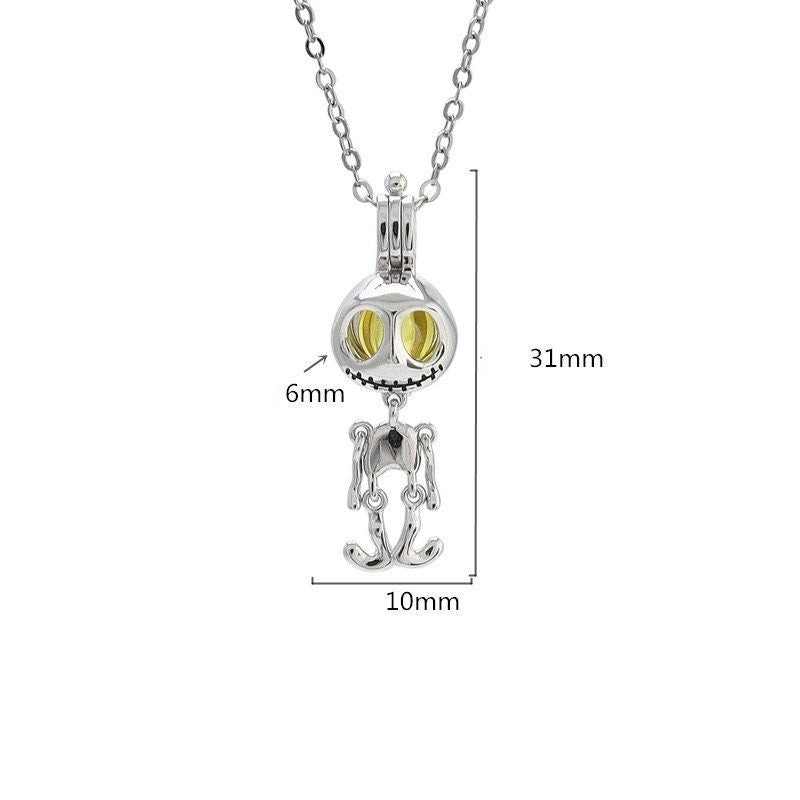 Necklace Pendant Blank Setting Halloween Charm 10x31mm Sterling Silver Fine 925 For One Bead No Prong DIY Jewelry Finding Wholesale 1pc