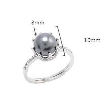 Ring Blank Pearl Setting 8mm 925 Solid Sterling Silver White Gold Bezel Flower Cup Adjustable For One Bead DIY Jewelry Finding Wholesale 1pc