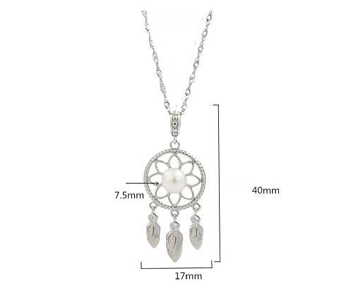 Necklace Pendant Blank Setting Dream Catcher Charm 17x40mm Sterling Silver Fine 925 For One Bead No Prong DIY Jewelry Finding Wholesale 1pc