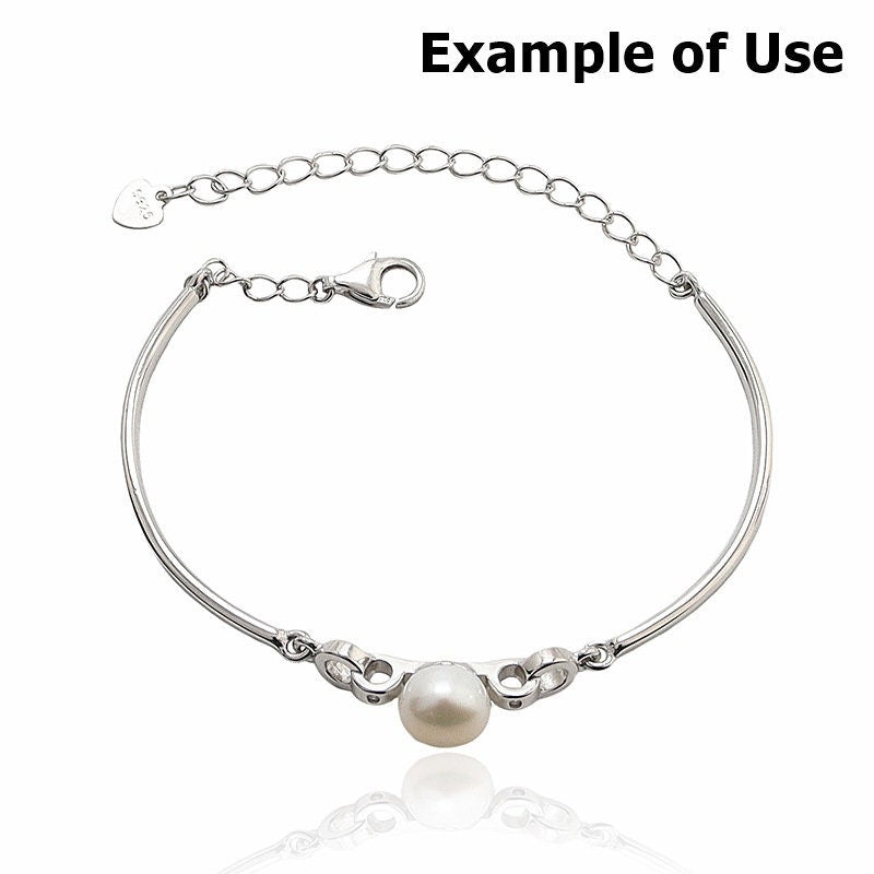 Pearl Chain Bracelet Setting 125mm 5 Inch Sterling Silver 925 For One Bead Blank Tray Base White Gold Fine No Prongs Jewelry Wholesale 1pc