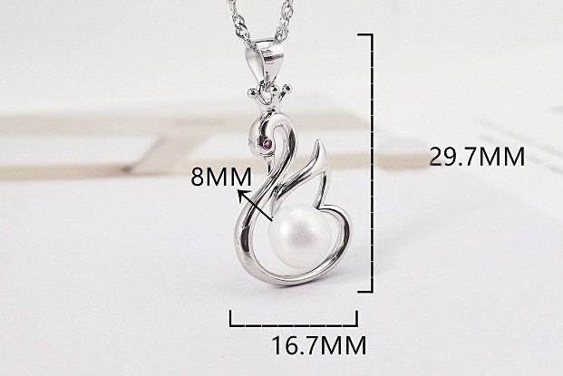 Necklace Pendant Blank Setting Swan Charm 30mm Sterling Silver White Gold Fine 925 For One Pearl Prong DIY Jewelry Finding Wholesale 1pc