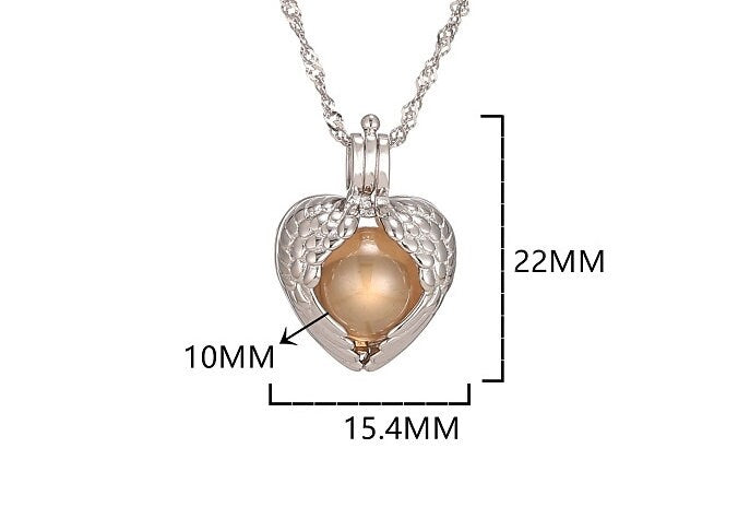 Necklace Pendant Blank Setting Heart Charm 15x22mm Sterling Silver White Gold Fine 925 For One Pearl Prong DIY Jewelry Finding Wholesale 1pc