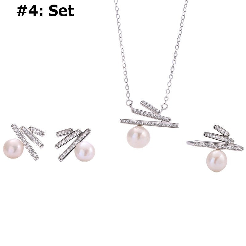 Setting Blanks Jewelry Set 925 Sterling Silver Halo Ring Earrings Pendant Necklace 18 20mm 3/4" CZ Mount Pearl Peg Cup Bead Bulk