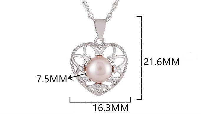 Necklace Pendant Blank Setting Heart Charm 16x22mm Sterling Silver Fine 925 For One Bead No Prong DIY Jewelry Finding Wholesale 1pc