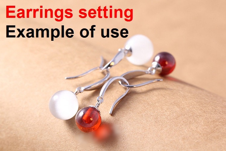 Hook Earring Setting Blanks 3-9mm 1 Pair 0.8g 925 Sterling Silver Base for 1 Pearl Bead Wholesale Available