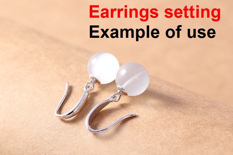 Hook Earring Setting Blanks 3-9mm 1 Pair 0.8g 925 Sterling Silver Base for 1 Pearl Bead Wholesale Available