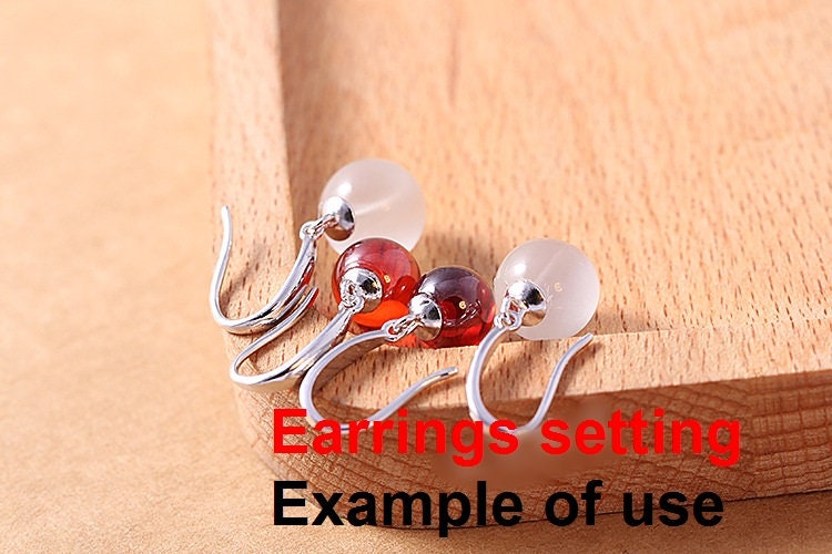 Hook Earring Setting Blanks 3-9mm 1 Pair 0.8g 925 Sterling Silver Base for 1 Pearl Bead Wholesale Available