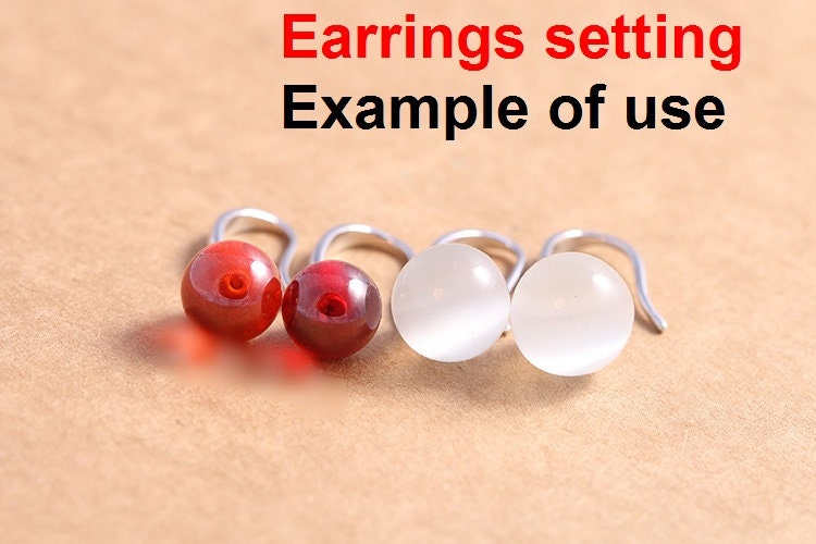 Hook Earring Setting Blanks 3-9mm 1 Pair 0.8g 925 Sterling Silver Base for 1 Pearl Bead Wholesale Available