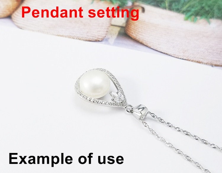 Necklace Pendant Setting Blank 14x26mm 1pc 1.5g 925 Sterling Silver Drop Shape Base for 1 Pearl Bead CZ Semi Mount Wholesale Available