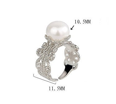 Ring Blank Pearl Setting 10.5mm 925 Solid Sterling Silver Bezel Flower Cup Adjustable For One Bead DIY Jewelry Finding Wholesale 1pc