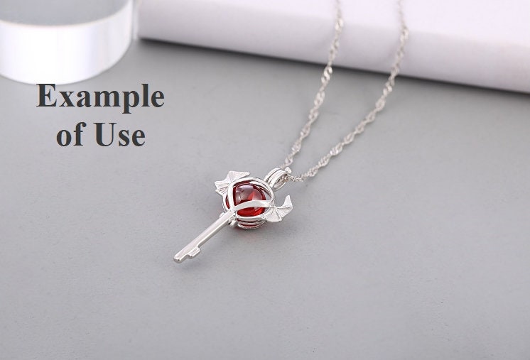 Necklace Pendant Blank Setting Key Charm 17x34mm Sterling Silver Fine 925 For One Bead No Prong DIY Jewelry Finding Wholesale 1pc