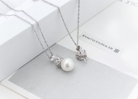 Necklace Pendant Setting Blank 10mm 1pc 1.0g 925 Sterling Silver Crown Shape Base for 1 Pearl Bead CZ Semi Mount Wholesale Available