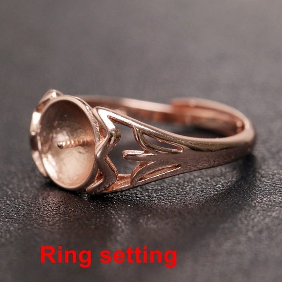 Ring Setting Blank 7-9mm 1pc 2.6g 925 Sterling Silver Adjustable Flower Shape Base for 1 Pearl Bead Wholesale Available