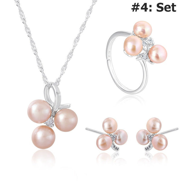 Setting Blanks Jewelry Set 925 Sterling Silver Halo Ring Earrings Pendant Necklace 5-6mm 1/4" CZ Mount For 3 Pearls Peg Cup Bead Bulk