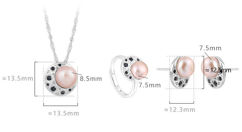 Setting Blanks Jewelry Set 925 Sterling Silver Halo Ring Earrings Pendant Necklace 7.5-8.5mm 1/4-3/8" CZ Mount Pearl Peg Cup Bead Bulk