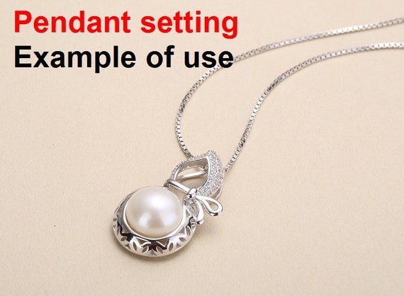 Necklace Pendant Setting Blank 8mm 1pc 1.8g 925 Sterling Silver Pumpkin Shape Base for 1 Pearl Bead CZ Semi Mount Wholesale Available