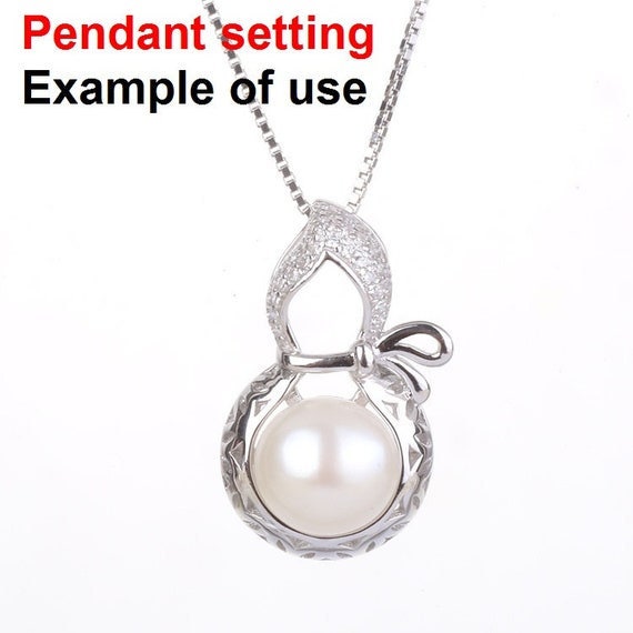 Necklace Pendant Setting Blank 8mm 1pc 1.8g 925 Sterling Silver Pumpkin Shape Base for 1 Pearl Bead CZ Semi Mount Wholesale Available