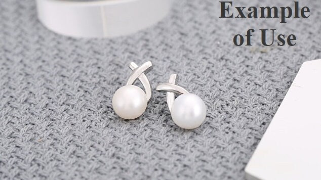 Pearl Earring Blank Setting 8x14.5mm Cross Strip Bar Cup 925 Sterling Silver Bezel Fine For One Bead No Prongs DIY Jewelry Wholesale 1 Pair