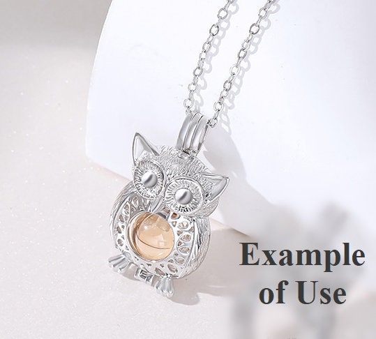 Necklace Pendant Blank Setting Owl Charm Box 16x28mm Sterling Silver Fine 925 For One Bead No Prong DIY Jewelry Finding Wholesale 1pc