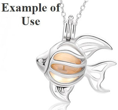 Necklace Pendant Blank Setting Fish Charm Box 22x25mm Sterling Silver Fine 925 For One Bead No Prong DIY Jewelry Finding Wholesale 1pc