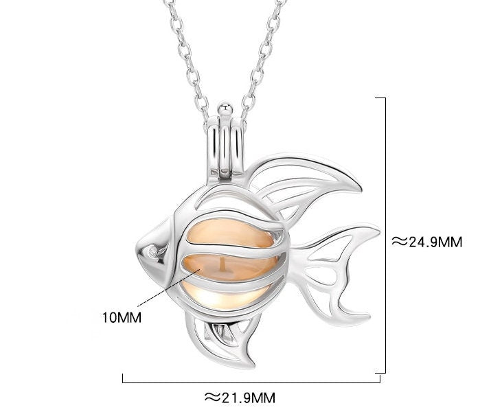 Necklace Pendant Blank Setting Fish Charm Box 22x25mm Sterling Silver Fine 925 For One Bead No Prong DIY Jewelry Finding Wholesale 1pc