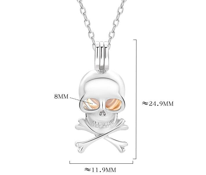 Necklace Pendant Blank Setting Halloween Scull 12x25mm Sterling Silver Fine 925 For One Bead No Prong DIY Jewelry Finding Wholesale 1pc