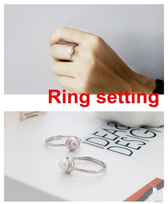 Ring Setting Blank 6mm 1pc 1.9g 925 Sterling Silver Adjustable Round Shape Base for 1 Pearl Bead Wholesale Available