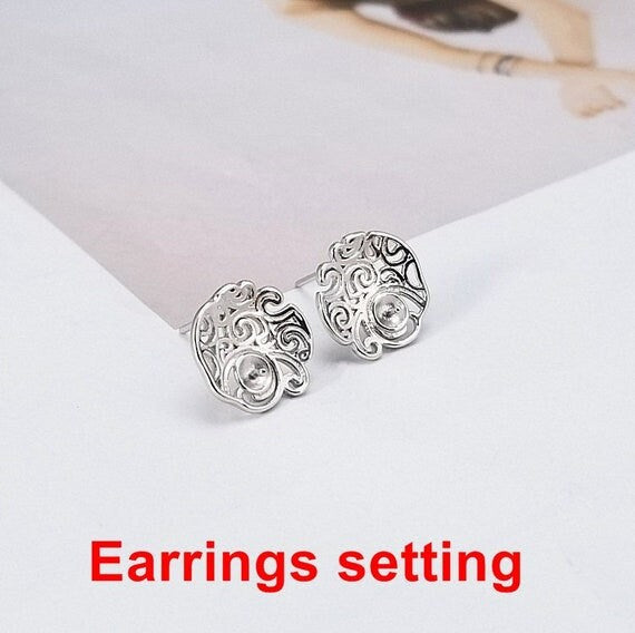 Stud Earring Setting Blanks 5.5mm 1 Pair 1.4g 925 Sterling Silver Round Base for 1 Pearl Bead Wholesale Available