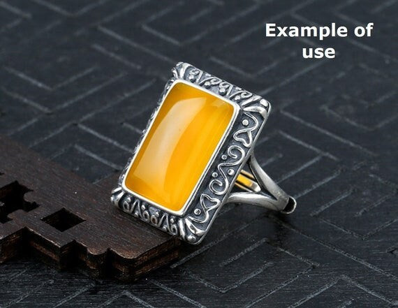 Ring Setting Blank Bezel 16 18mm 1pc 4g 925 Sterling Silver Adjustable for 1 Rectangle Shape Cabochon Cameo No Prongs Wholesale Available